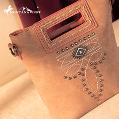 MW1325-8360  Montana West Cut-Out Embroidered Top Handle Crossbody