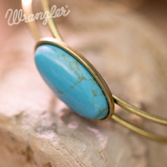 WBC-1130G  Wrangler Gold Western Natural Stone  Cuff Bracelet -Turquoise