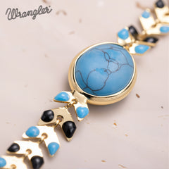 WGW-WH01   Wrangler 14k Gold Western Chain Bracelet Oval Shaped Natural Stone