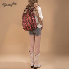 WG60-9110 Wrangler Vintage Retro Cowboy Cool Print Backpack -Hot Pink