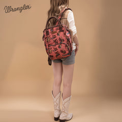 WG60-9110 Wrangler Vintage Retro Cowboy Cool Print Backpack -Hot Pink