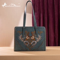 MW1352G-8317  Montana West Western Embroidered Concealed Carry Tote