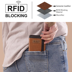 MWS-1006  Montana West Genuine Leather Tooled Tri-Fold  RFID Wallet