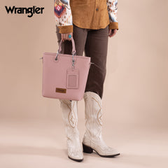 WG188-8312 Wrangler Top Handle Tote/Crossbody Detachable Key Ring Card Holder - Pink