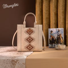 WG218-8900  Wrangler Aztec Embroidered Tote Bag/Crossbody- Beige