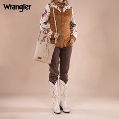 WG188-8312 Wrangler Top Handle Tote/Crossbody Detachable Key Ring Card Holder -Tan