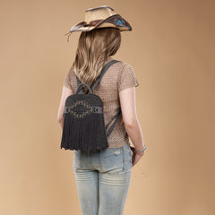 TR196G-9115  Trinity Ranch Aztec Tooled Fringe Concealed Carry Backpack