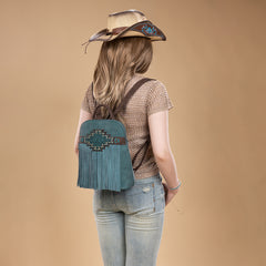 TR196G-9115  Trinity Ranch Aztec Tooled Fringe Concealed Carry Backpack