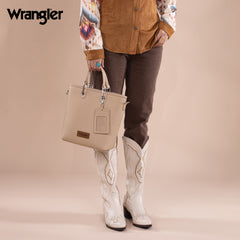 WG188-8312 Wrangler Top Handle Tote/Crossbody Detachable Key Ring Card Holder -Tan