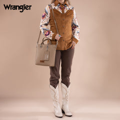 WG188-8312 Wrangler Top Handle Tote/Crossbody Detachable Key Ring Card Holder -Khaki
