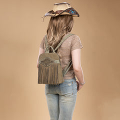 TR196G-9115  Trinity Ranch Aztec Tooled Fringe Concealed Carry Backpack