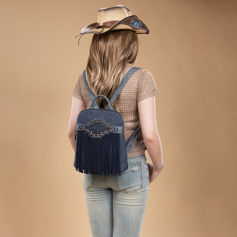 TR196G-9115  Trinity Ranch Aztec Tooled Fringe Concealed Carry Backpack