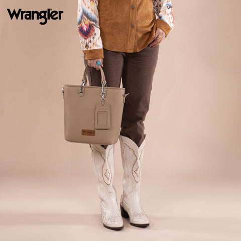 WG188-8312 Wrangler Top Handle Tote/Crossbody Detachable Key Ring Card Holder -Khaki
