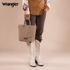 WG188-8312 Wrangler Top Handle Tote/Crossbody Detachable Key Ring Card Holder -Khaki