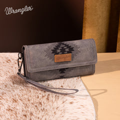 WG218-W068  Wrangler Aztec Embroidered  Wallet/Wristlet -Black