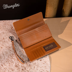 WG218-W068  Wrangler Aztec Embroidered  Wallet/Wristlet -Brown