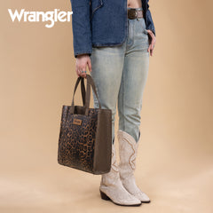 WG296-8900CF    Wrangler Leopard Print Tote Bag- Coffee