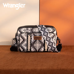 WG2207-3007  Wrangler Southwestern Pattern Dual Sided Print Crossbody Purse With Wallet Compartment - Black