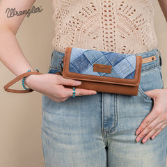WG210-W062  Wrangler Denim Woven Tri-Fold Wristlet/Wallet  -Jean