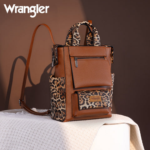WG161-91123  Wrangler Leopard Print Tote/Shoulder Bag Convertible Backpack - Leopard
