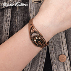 RCW-02-110WH  Rustic Couture Antique Bronze White Stone Small Cuff Bracelet -White