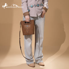 MW1325-8360  Montana West Cut-Out Embroidered Top Handle Crossbody