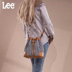 LEE55-006    LEE Stripe Collection Drawstring Bucket Crossbody Bag