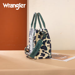 WG264-8120DTQ  Wrangler Cow Print Concealed Carry Tote/Crossbody -Dark Turquoise