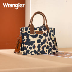 WG264-8120BR  Wrangler Cow Print Concealed Carry Tote/Crossbody -Brown