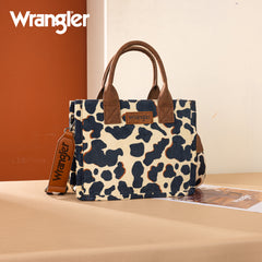 WG264-8120BR  Wrangler Cow Print Concealed Carry Tote/Crossbody -Brown