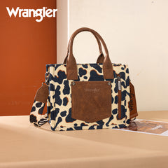 WG264-8120BR  Wrangler Cow Print Concealed Carry Tote/Crossbody -Brown