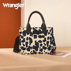 WG264-8120BK  Wrangler Cow Print Concealed Carry Tote/Crossbody -Black