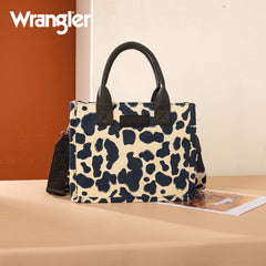 WG264-8120BK  Wrangler Cow Print Concealed Carry Tote/Crossbody -Black