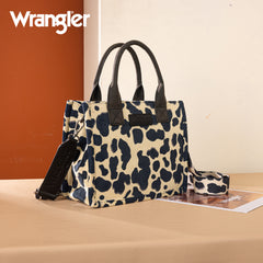 WG264-8120BK  Wrangler Cow Print Concealed Carry Tote/Crossbody -Black