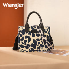 WG264-8120BK  Wrangler Cow Print Concealed Carry Tote/Crossbody -Black