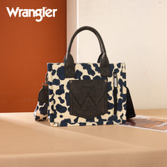 WG264-8120BK  Wrangler Cow Print Concealed Carry Tote/Crossbody -Black