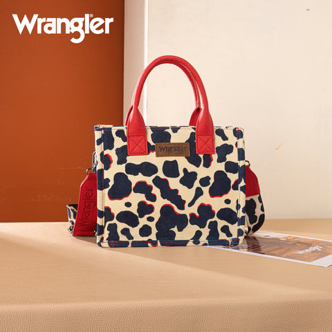 WG264-8120RD  Wrangler Cow Print Concealed Carry Tote/Crossbody -Red