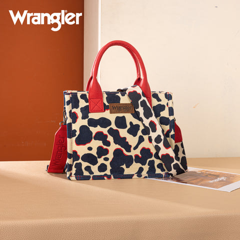 WG264-8120RD  Wrangler Cow Print Concealed Carry Tote/Crossbody -Red