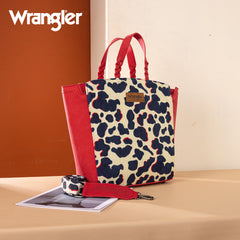 WG264-8014RD  Wrangler Cow Print Concealed Carry Tote/Crossbody - Red