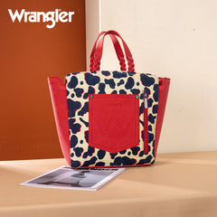 WG264-8014RD  Wrangler Cow Print Concealed Carry Tote/Crossbody - Red