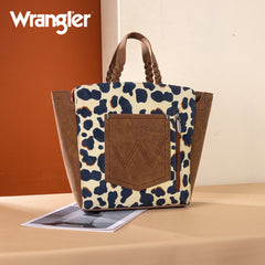 WG264-8014BR  Wrangler Cow Print Concealed Carry Tote/Crossbody - Brown