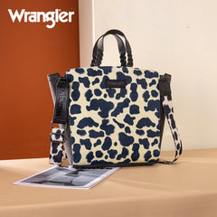 WG264-8014BK  Wrangler Cow Print Concealed Carry Tote/Crossbody - Black
