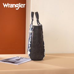 WG264-8014BK  Wrangler Cow Print Concealed Carry Tote/Crossbody - Black