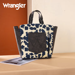 WG264-8014BK  Wrangler Cow Print Concealed Carry Tote/Crossbody - Black