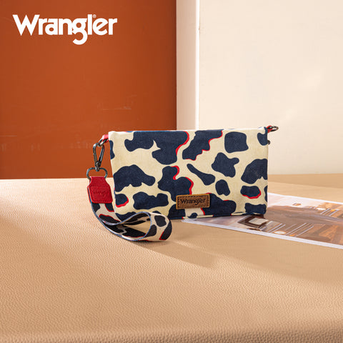 WG264-W106RD   Wrangler Cow Print  Wallet/Wristlet/Crossbody -Red