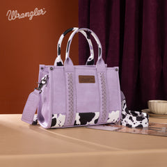 SP-WG102-8120SPP   Wrangler Cow Print Concealed Carry Tote/Crossbody - Purple