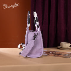 SP-WG102-8120SPP   Wrangler Cow Print Concealed Carry Tote/Crossbody - Purple