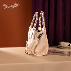 SP-WG102-8120SDEER-TN  Wrangler Deer Print Concealed Carry Tote/Crossbody - Tan