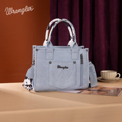 SP-WG102-8120SBL  Wrangler Cow Print Concealed Carry Tote/Crossbody - Blue