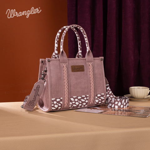 SP-WG102-8120SDEER-PP  Wrangler Deer Print Concealed Carry Tote/Crossbody -Purple